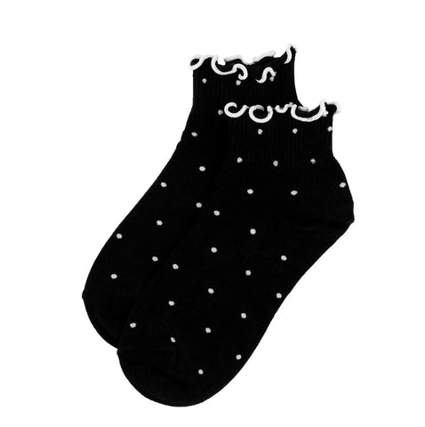 Frilly Polka Dot (Black) Women's Ankle Sock