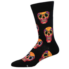 Dia De Los Muertos, Sugar Skulls (Black/Red) Crew Socks L/XL
