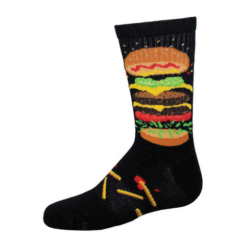 Not So Shabby Patty-Burger Kids' Athletic Crew Socks (Age 7-10)