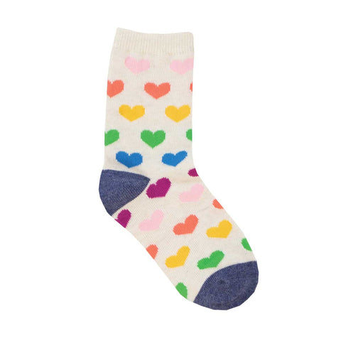 Lots Of Love (Natural Ivory) Kids' Crew Socks (Age 4-7)