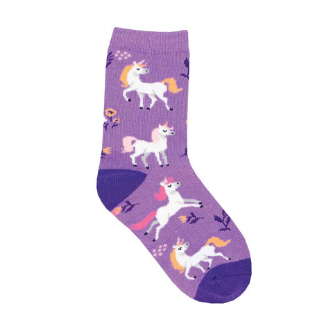 Unicorn Flowers Kids' Crew Socks (Age 2-4)
