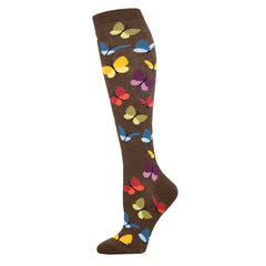 Wind Beneath Our Wings, Butterflies (Mocha) Women's Knee Highs