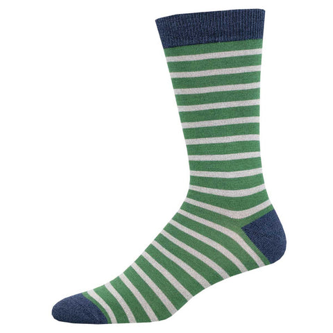 Sailor Stripe (Green/Grey) Bamboo Men's Crew Socks