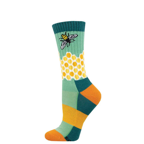 Home, Sweet Honeycomb (Seafoam) Merino Wool Unisex S/M Crew Sock