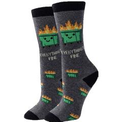 Everything's Fine, Dumpster Fire (Grey) Women's Crew Socks