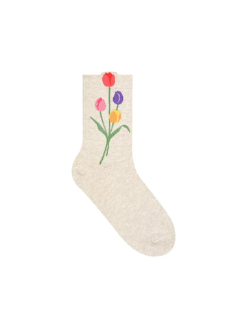 Tulips (Natural) Women's Crew Sock