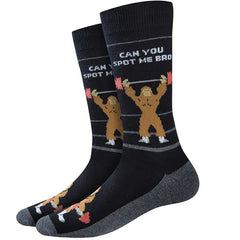 Bigfoot, Can You Spot Me Bro? (Black) Crew Socks L/XL
