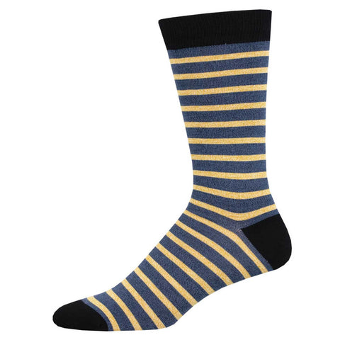 Sailor Stripe (Navy/Gold) Bamboo Men's Crew Socks