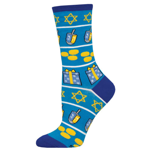 Hanukkah Icons (Blue) Women's Crew Socks