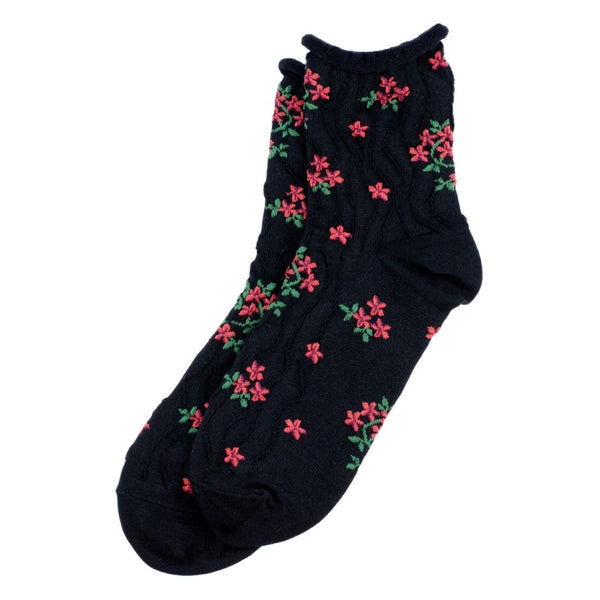 Floral Sock in Black