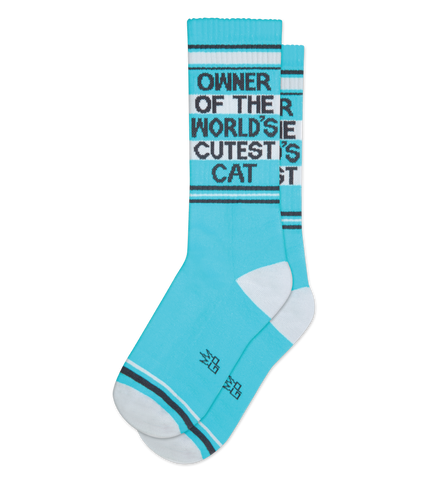 Owner Of The World's Cutest Cat (Turquoise) Unisex Crew Socks