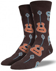 Acoustic Guitar (Brown) Men's Crew Socks