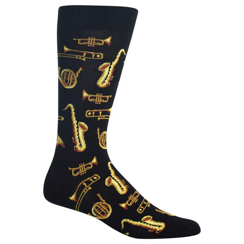 Brass Instruments (Black) Men's  Crew Socks