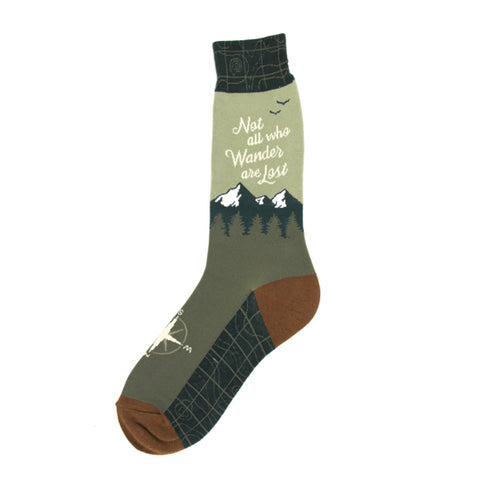 Not All Who Wander Are Lost (Green) Men's Crew Socks