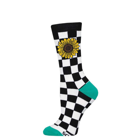 Check your Flowers (Black/White) Unisex Athletic Crew Socks S/M