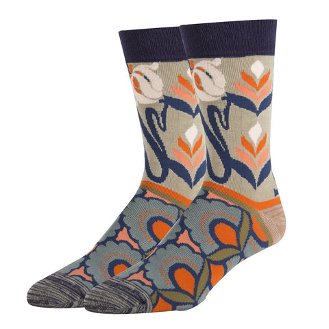 Azalea Breeze Floral Men's Bamboo Crew Sock