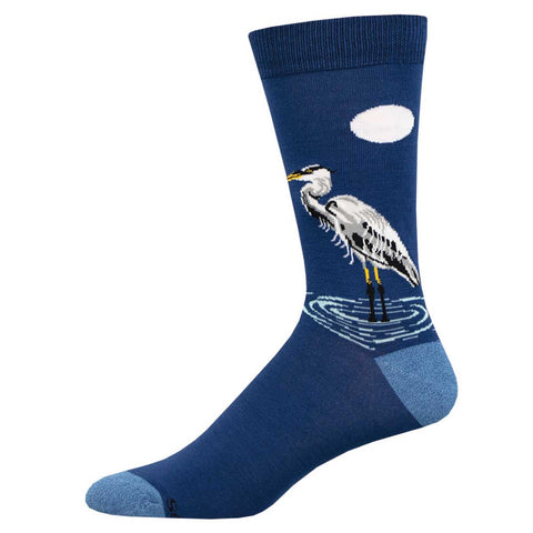 Eager Egret (Blue) Bamboo Men's Crew Socks