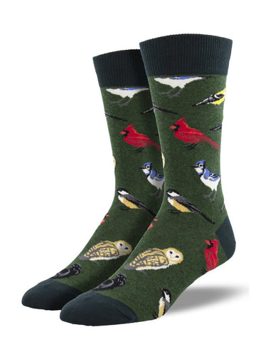 Bird Is The Word (Green) Men's Crew socks