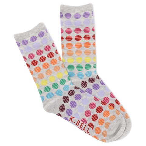 Candy Dot Polka Dots (Rainbow/ Cream) Women's Crew Socks