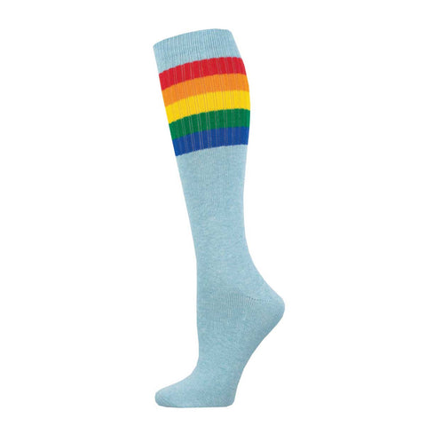 High Roller Stripe (Blue/Rainbow) Unisex Knee Highs S/MD