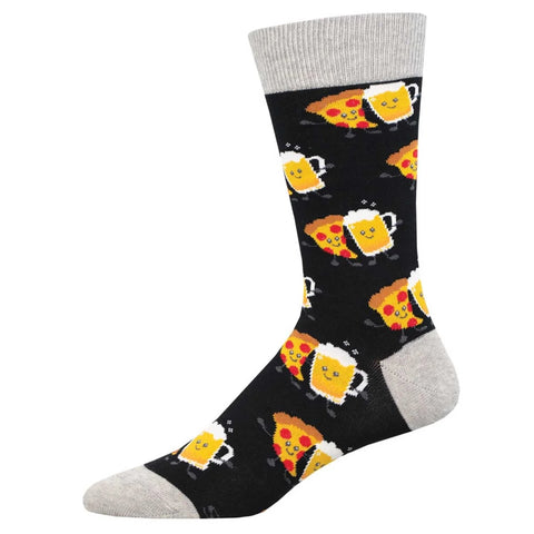 Drinking Buddies, Pizza and Beer (Black) Crew Socks L/XL