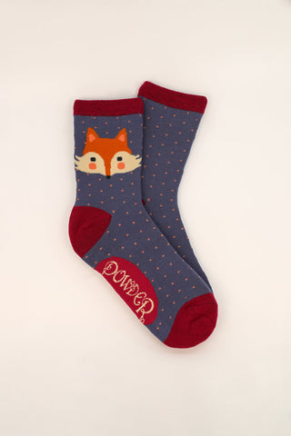 Cheeky Fox (Denim) Women's Bamboo Crew Socks