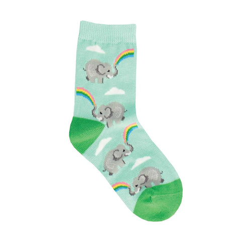 End Of The Rainbow, Elephants Kids' Crew Socks (Age 2-4)