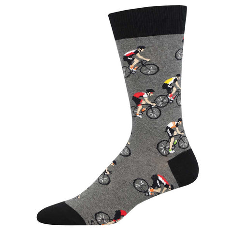 Cycling Dudes (Charcoal Grey) Men's Crew Socks
