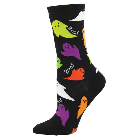 Boo! Ghost, Boo! (Black) Women's Crew Socks