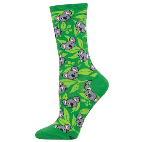 Koala Faces Green) Women’s Crew Socks