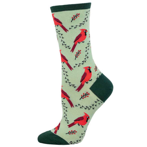 Cardinal Tracks (Mint Green) Crew Socks S/M