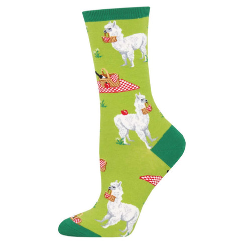 Alpaca Lunch (Green) Women's Crew Sock