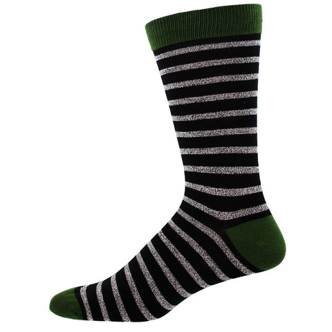 Sailor Stripe (Static/Black) Bamboo Crew Socks L/XL