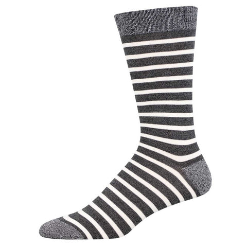 Sailor Stripe (Charcoal/White) Bamboo Crew Socks L/XL