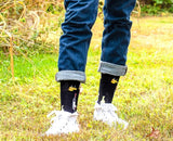 Wine And Cheese (Black) Men's Bamboo Crew Socks