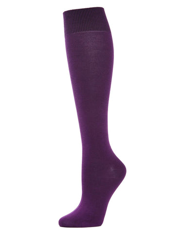 Solid (Purple) Bamboo Blend Women's Knee Highs
