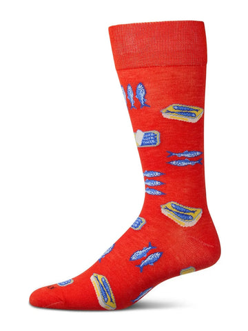 Maine Sardines (Grenadine) Bamboo Crew Socks L/XL