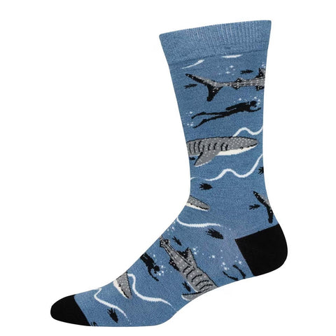 Whale Sharks (Blue) Bamboo Crew Socks L/XL
