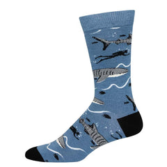 Whale Sharks (Blue) Bamboo Crew Socks L/XL