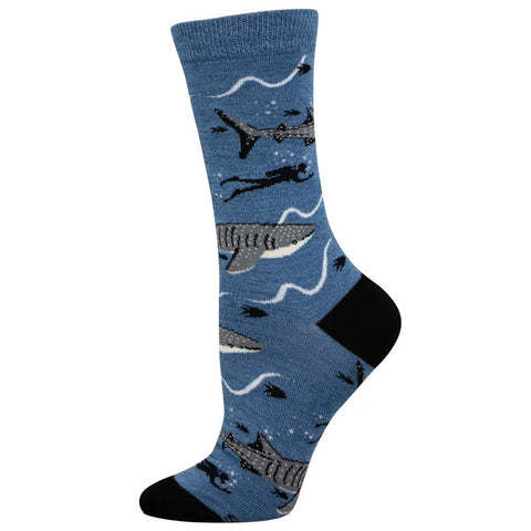 Whale Sharks (Blue) Bamboo Crew S/M