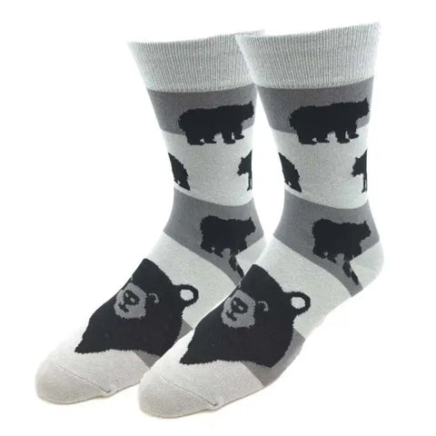 Maine Black Bear Silhouette (Black/Grey) Crew Socks L/XL