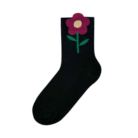Big Flower (Black) Women's Crew Sock