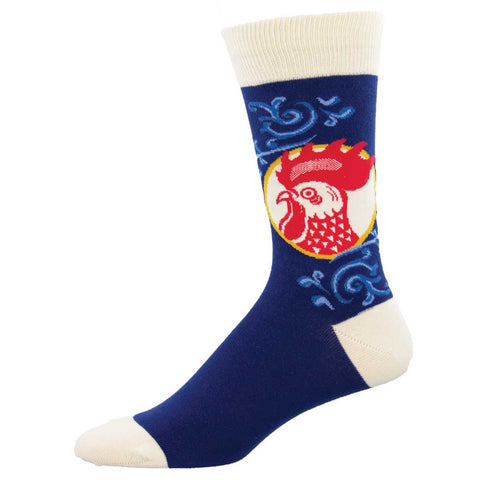 Red Rooster (Blue) Men's Crew Socks