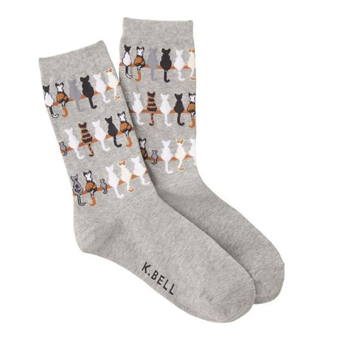 Cat Tails (Grey) Women's Crew Socks