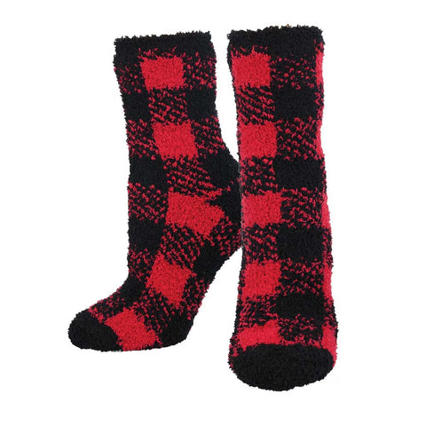 Warm And Cozy Plaid (Red/ Black) Women's Crew Socks