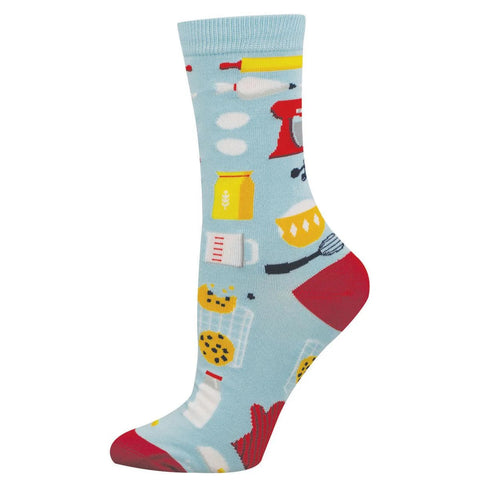 Bake It Till You Make It (Blue) Bamboo Crew Socks S/M