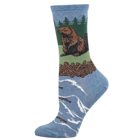 Beaver (Blue) Crew Sock S/M