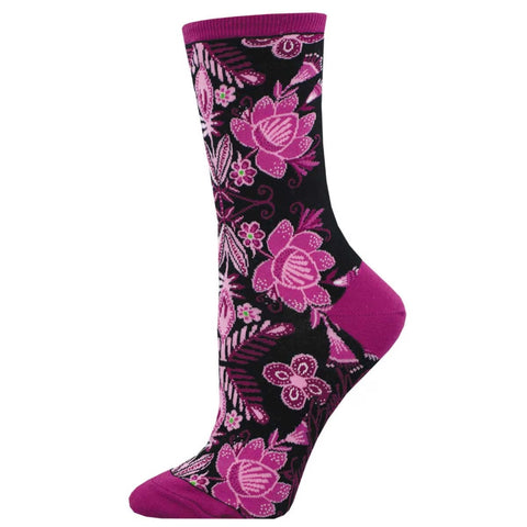 Fiesta Floral, Laurel Burch (Black)  Crew Socks S/M