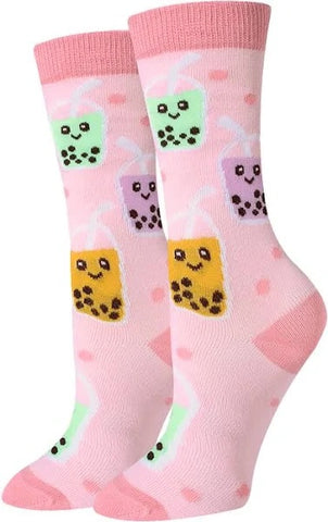 Boba Tea (Pink) Women's Crew Socks