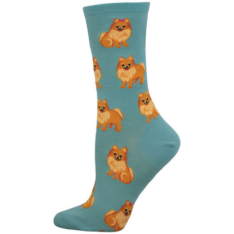 Perfect Pomeranians (Blue) Crew Socks S/M